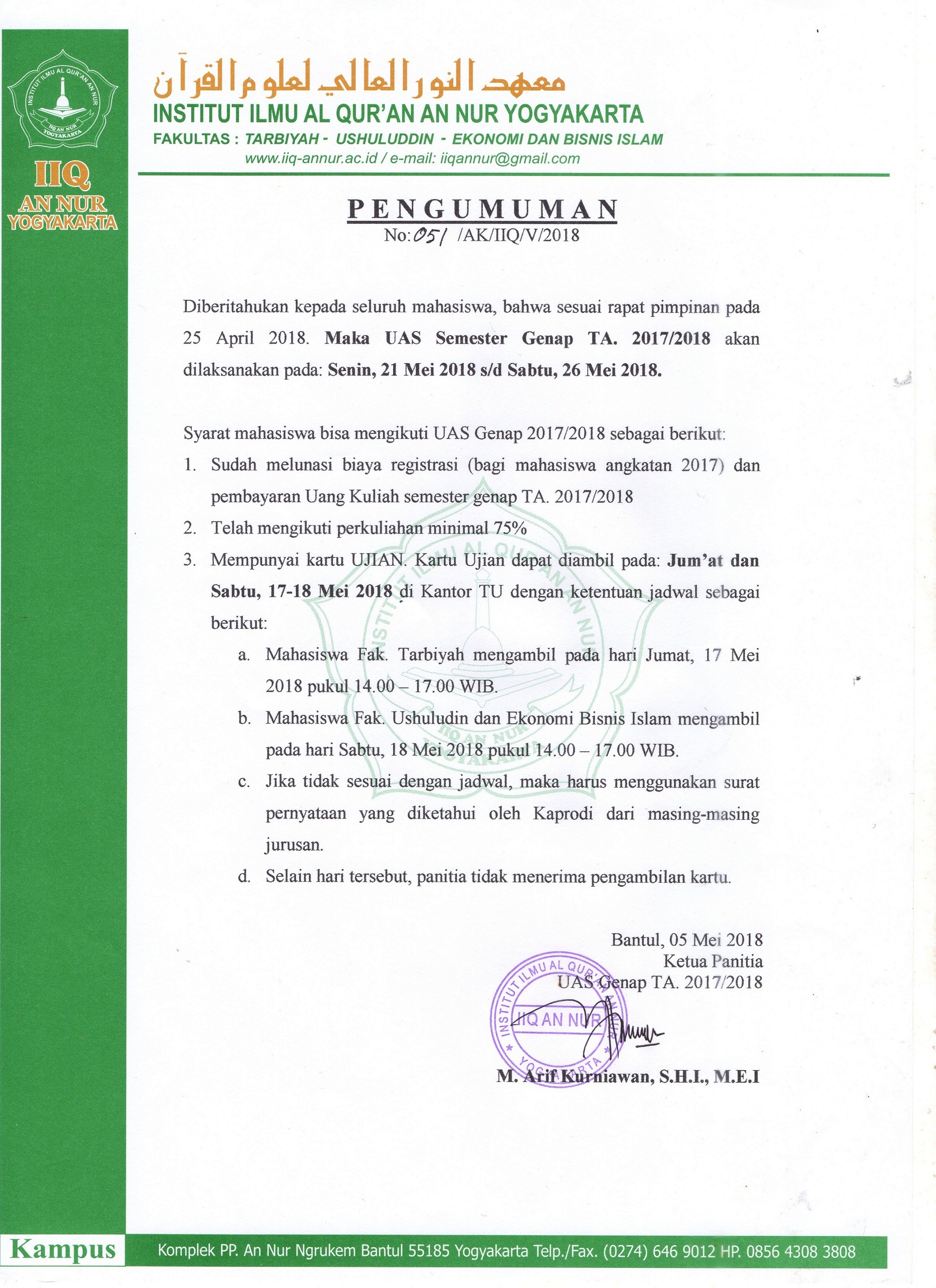 Syarat dan Ketentuan Mengikuti UAS Genap 2017/2018 Syarat dan Ketentuan Mengikuti UAS Genap 2017/2018